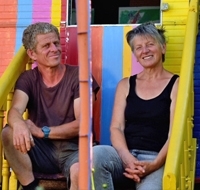 Luc Bienvenu et Christine Bannier aux jardins Rocambole