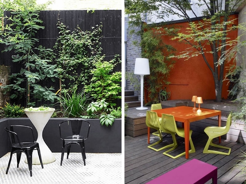 Mur coloré en terrasse