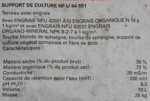 choisir un bon terreau, déchiffrer les étiquettes