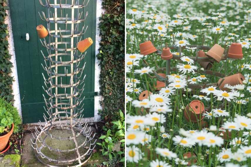 recycler pots jardin, détourner pots au jardin, idées déco pots jardin, pots cassés jardin