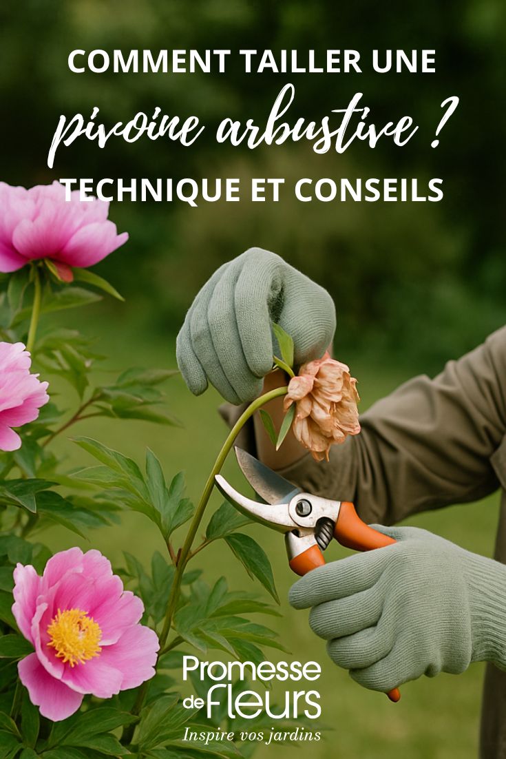 Comment tailler les pivoines arbustives image d'une femme taillant une pivoine (générée par IA)