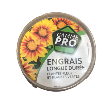 Engrais longue durée Plantes fleuries et Plantes vertes Pro 10-5-20+6 en seau de 1 Kg