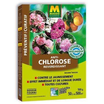 Anti-chlorose Magma Masso Garden utilisable en agriculture biologique étui de 500g.