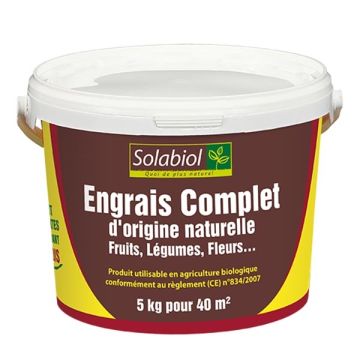 Engrais complet Solabiol 5 Kg utilisable en Agriculture Biologique