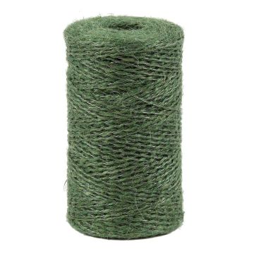 Ficelle Vigne en jute naturelle verte armée de fil en Acier - Roll 250g ±190m Ø1.4mm avec Crochet Métal