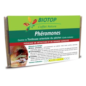 Phéromones Tordeuse orientale du pêcher (Cydia molesta) Biotop - Etui de 2 capsules.