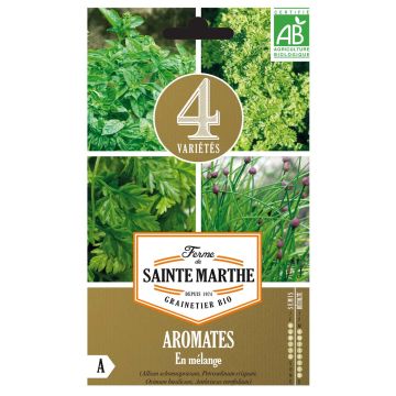 Aromates en mélange (Ciboulette commune - Persil Frisé Vert Foncé - Basilic Simple Grand Vert - Cerfeuil commun simple) AB - Ferme de Ste Marthe