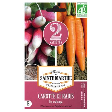 Carotte et Radis en mélange (Carotte Nantaise - Radis de 18 jours) - Bio - Ferme de Sainte Marthe
