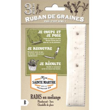 Carte ruban de Radis Flamboyant - Sora - Chandelle de Glace - Bio - Ferme de Sainte Marthe