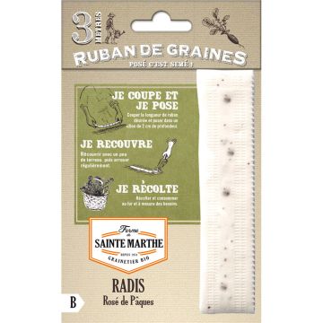 Carte ruban de Radis Rose de Pâques Bio - Ferme de Sainte Marthe