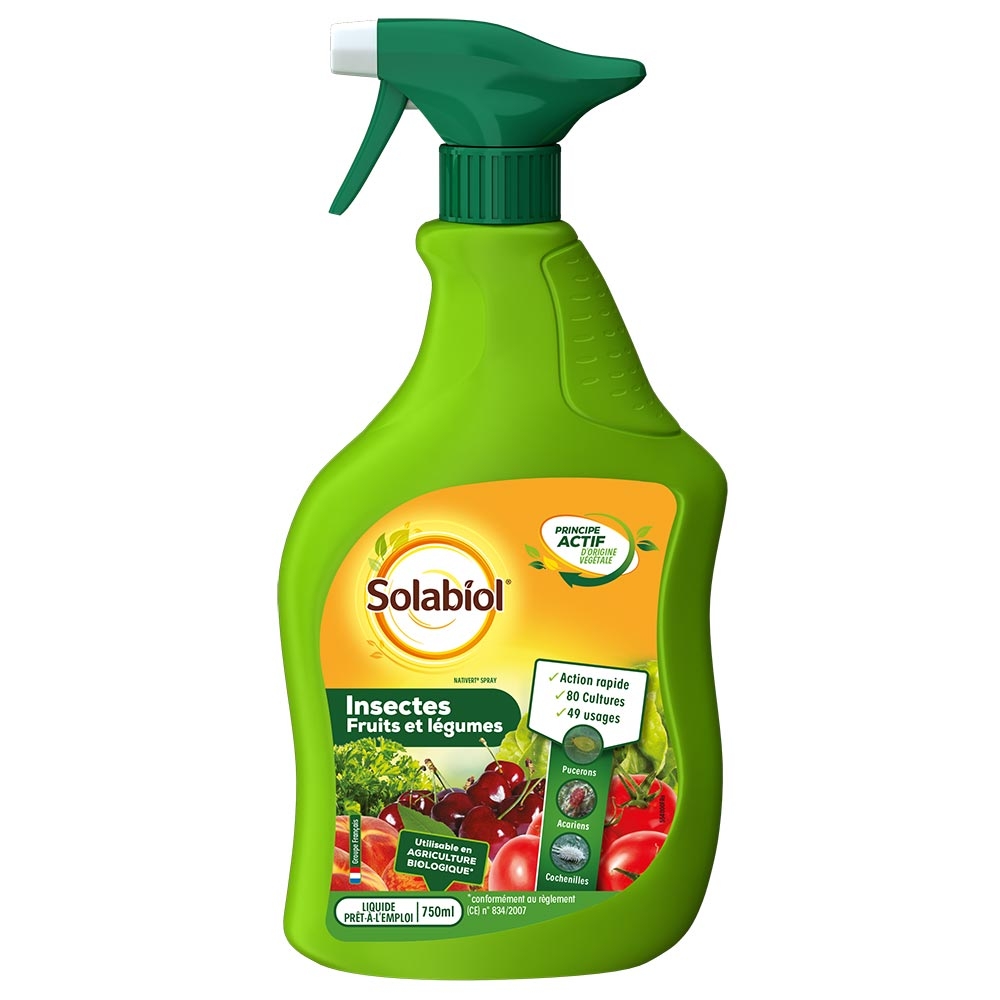 Insectes Fruits et Légumes Solabiol prêt à l'emploi pulvérisateur de 750 ml