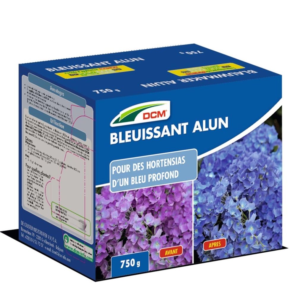 Bleuissant Hortensias DCM en boîte de 750 grammes (Alun potassique)