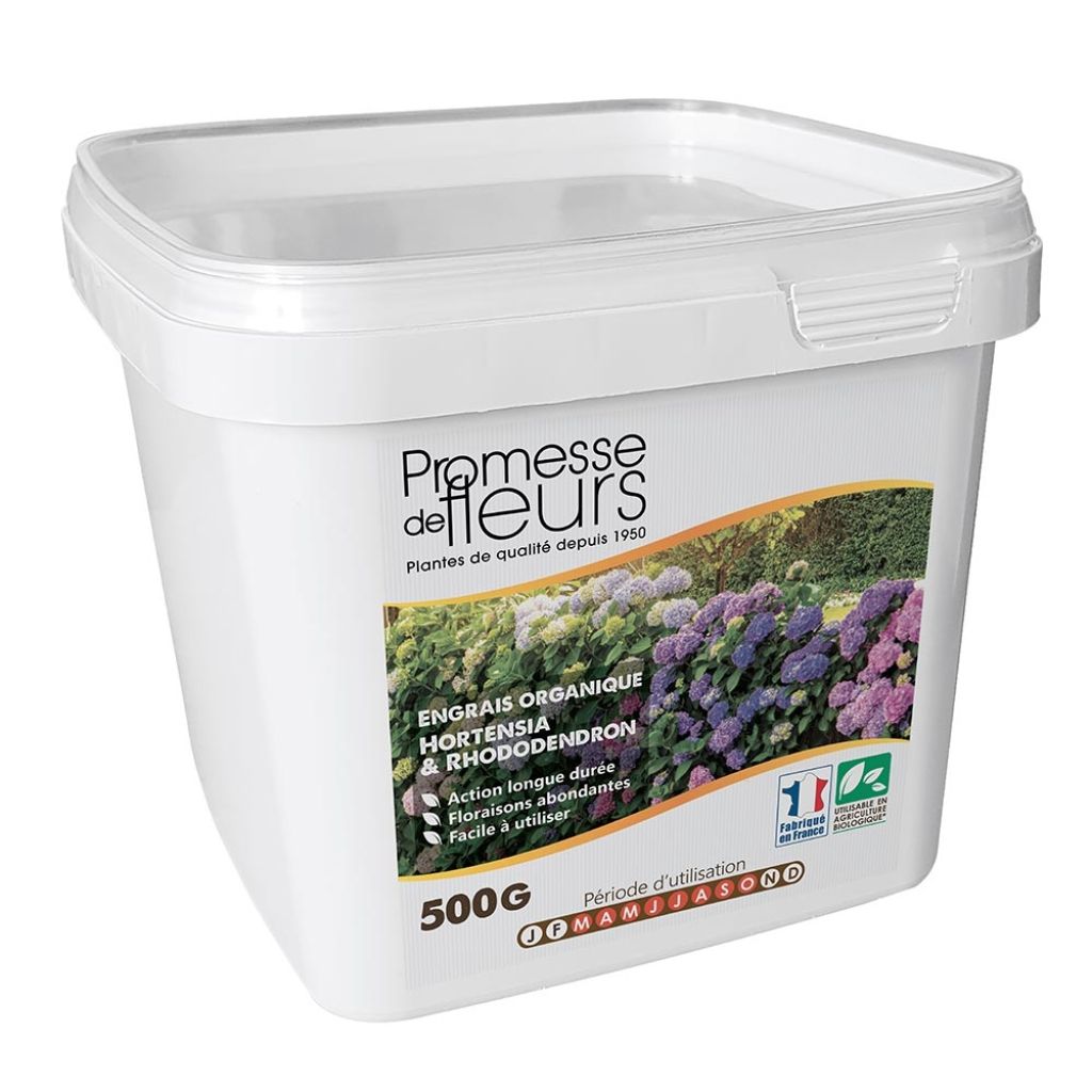 Engrais UAB Promesse de Fleurs pour hortensias et plantes de terre de bruyère sac de 500g