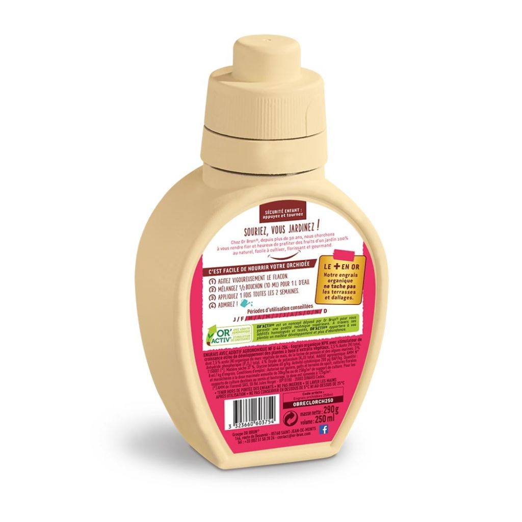 Engrais liquide Orchidées Or Brun en bidon de 250 ml 