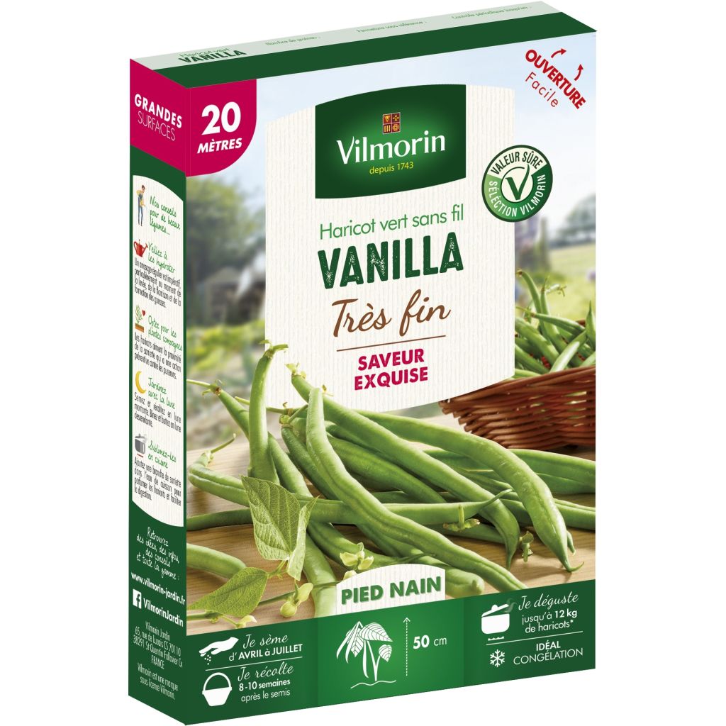 Haricot Nain Vert Vanilla - 20 M (sélection Vilmorin) Graines