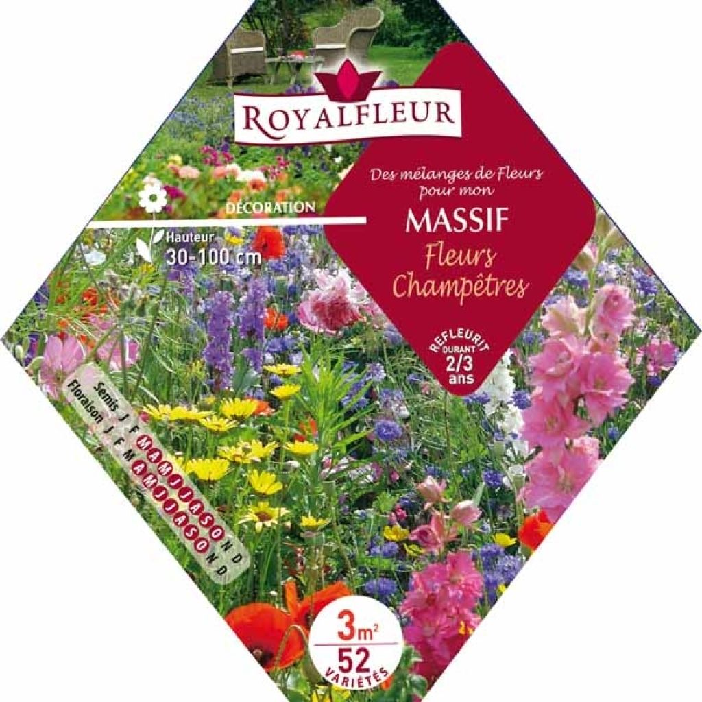 Mélange pour massif Fleurs Champêtres - Sachet 3 m2