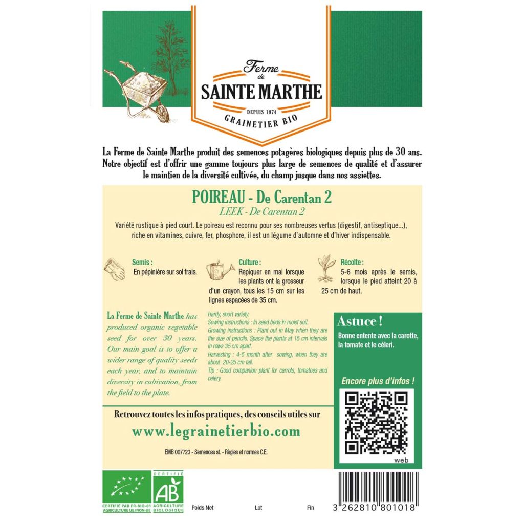 Poireau de Carentan 2 Bio - Ferme de Sainte Marthe