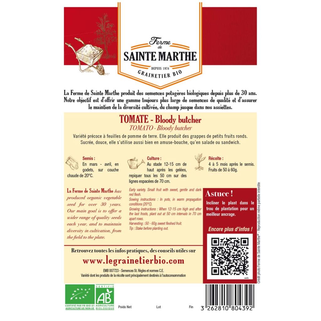 Tomate Bloody Butcher AB - Ferme de Ste Marthe