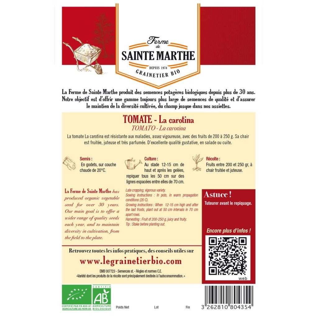 Tomate La Carotina AB - Ferme de Ste Marthe