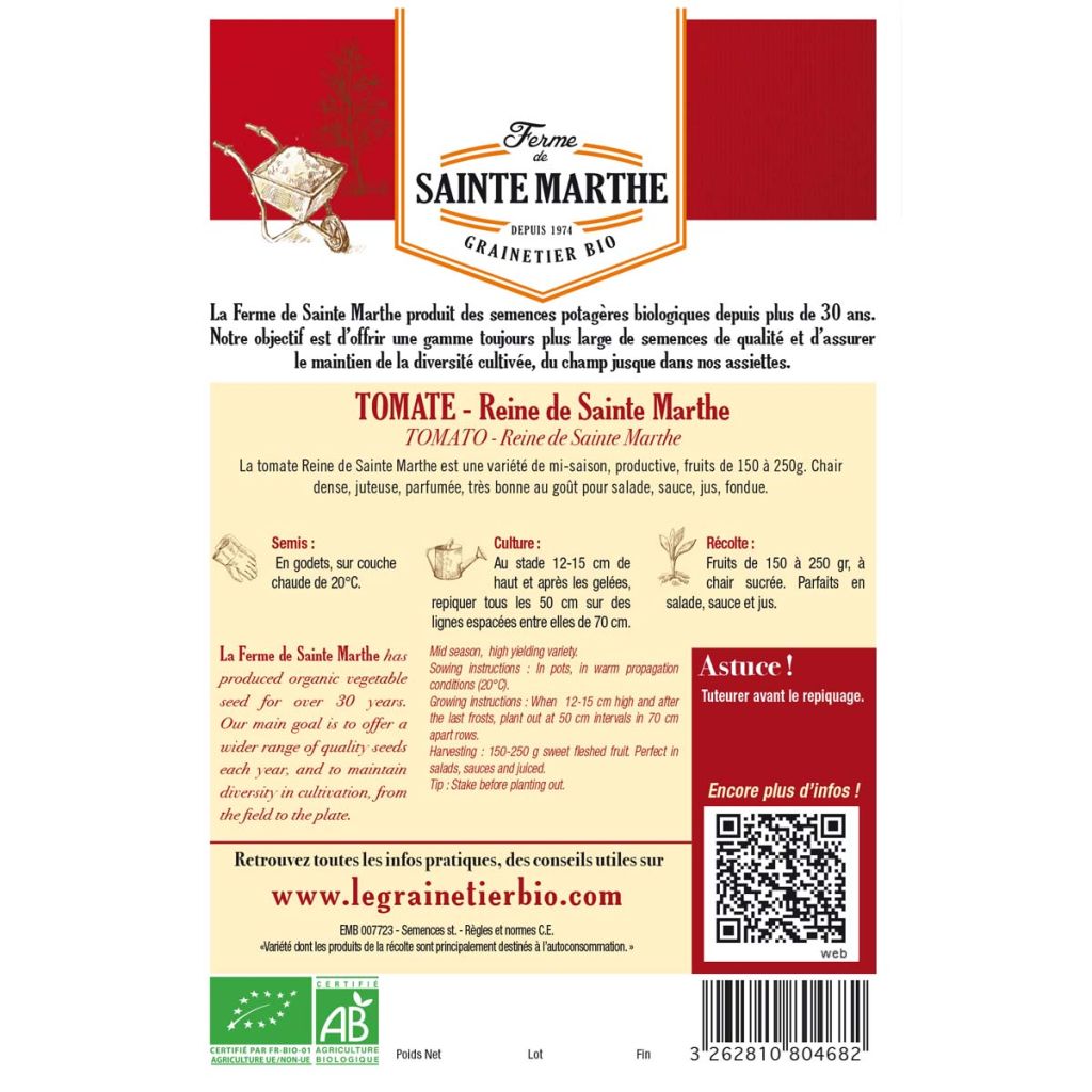 Tomate Reine De Sainte-Marthe AB - Ferme de Ste Marthe