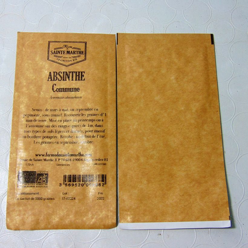 Exemple de spécimen de Absinthe commune Bio - Ferme de Sainte Marthe Graines tel que livré