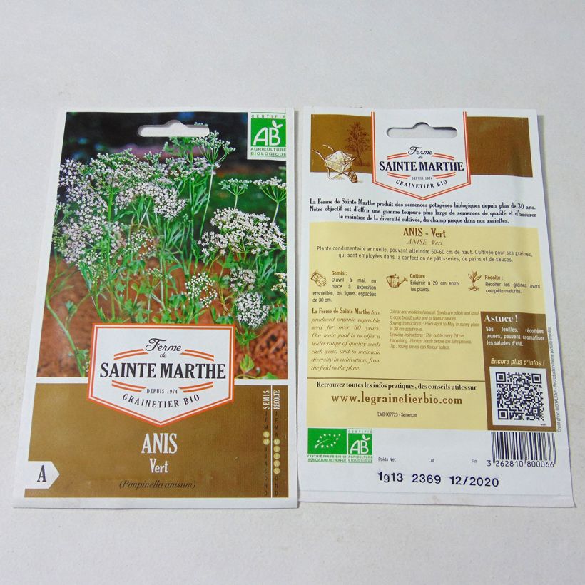 Exemple de spécimen de Anis vert Bio - Ferme de Sainte Marthe tel que livré