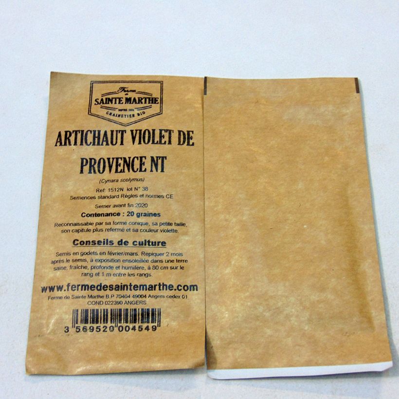 Exemple de spécimen de Artichaut Violet de Provence Bio - Ferme de Sainte Marthe Graines tel que livré