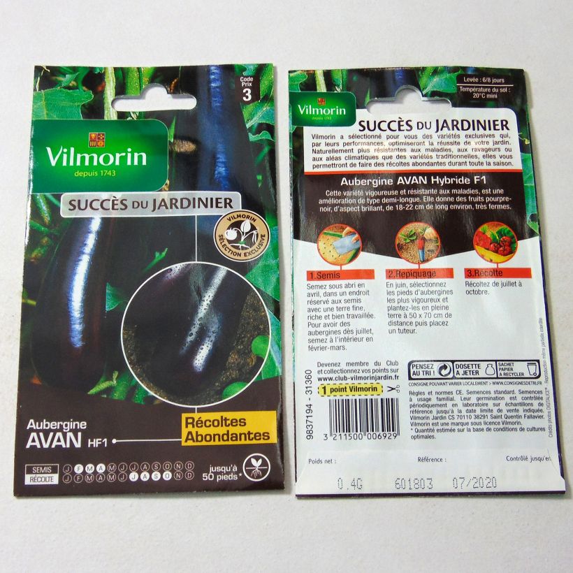 Exemple de spécimen de Aubergine Avan F1 (Création Vilmorin) - Vilmorin Graines tel que livré