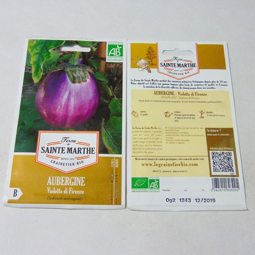 Exemple de spécimen de Aubergine Violetta Di Firenze Bio - Ferme de Sainte Marthe Graines tel que livré
