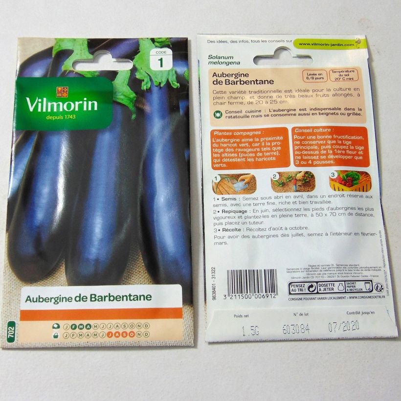 Exemple de spécimen de Aubergine de Barbentane - Vilmorin tel que livré