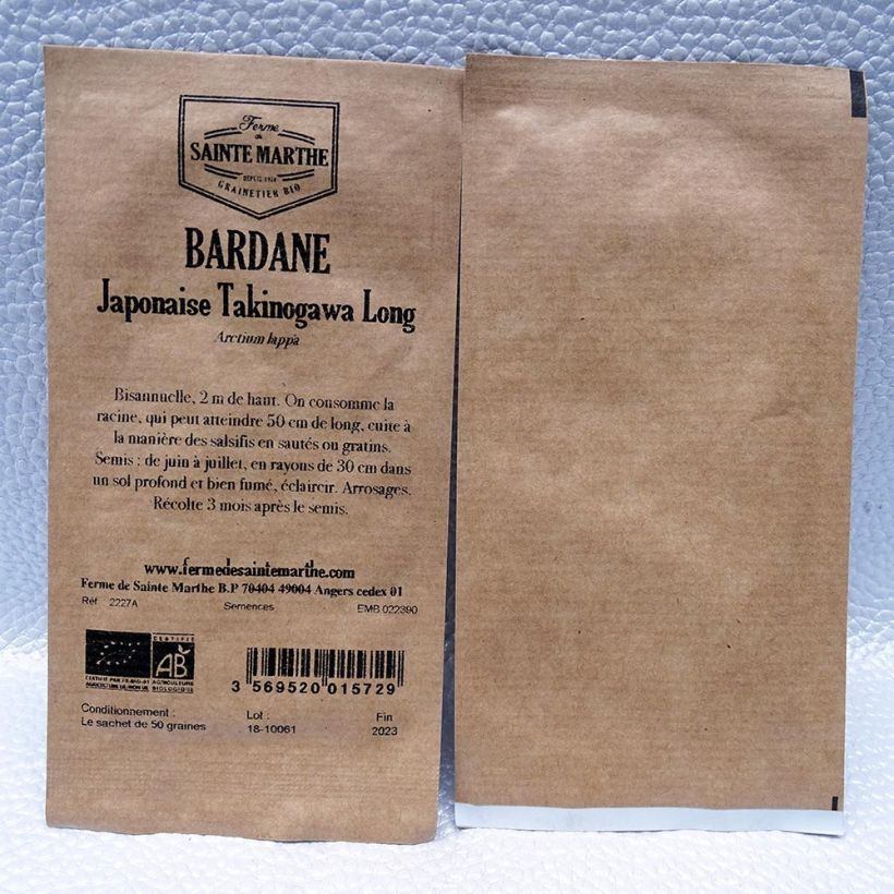 Exemple de spécimen de Bardane Japonaise Takinogawa Long ou Gobo Bio - Ferme de Ste Marthe Graines tel que livré