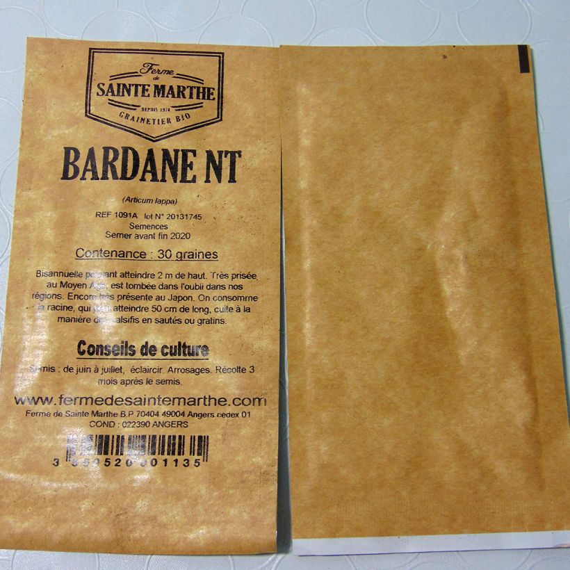 Exemple de spécimen de Bardane NT - Ferme de Sainte Marthe Graines tel que livré