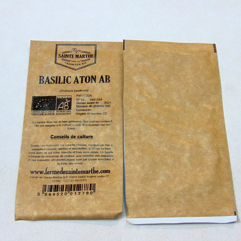 Exemple de spécimen de Basilic Aton Bio - Ferme de Sainte Marthe Graines tel que livré