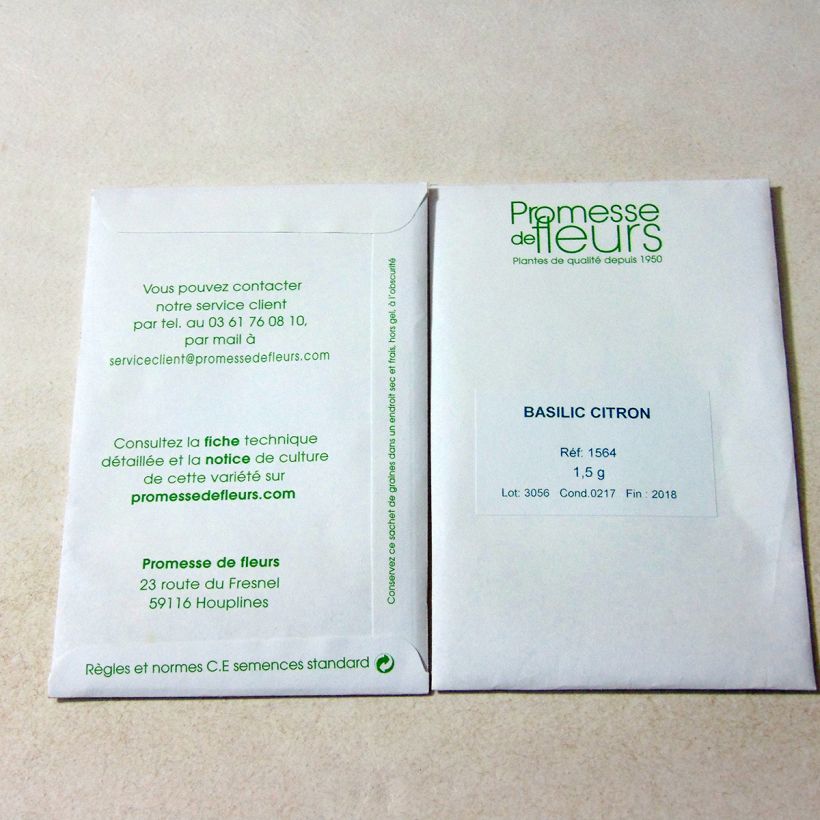 Exemple de spécimen de Basilic Citron Graines tel que livré