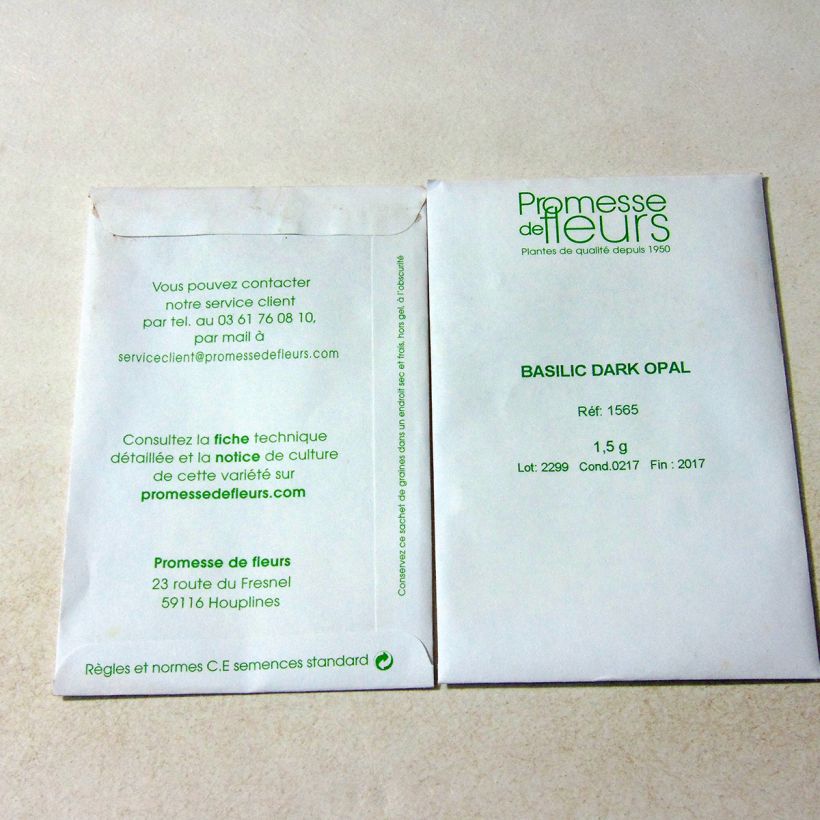 Exemple de spécimen de Basilic Dark Opal Graines tel que livré