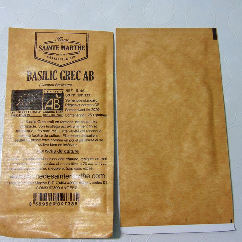 Exemple de spécimen de Basilic Grec Bio - Ferme de Sainte Marthe Graines tel que livré
