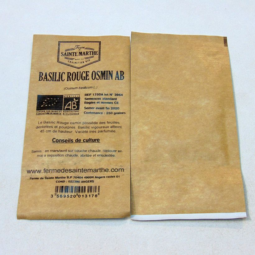 Exemple de spécimen de Basilic Osmin rouge Bio - Ferme de Sainte Marthe Graines tel que livré