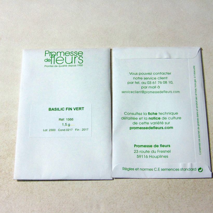 Exemple de spécimen de Basilic fin vert nain compact Graines tel que livré