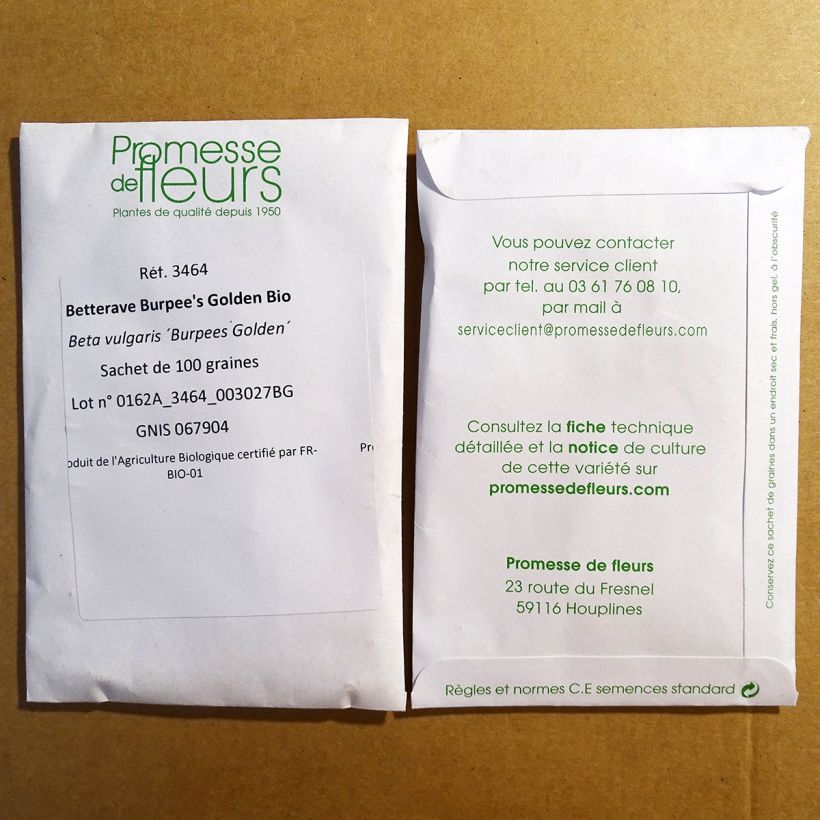 Exemple de spécimen de Betterave Burpee's Golden Bio - Beta vulgaris Graines tel que livré