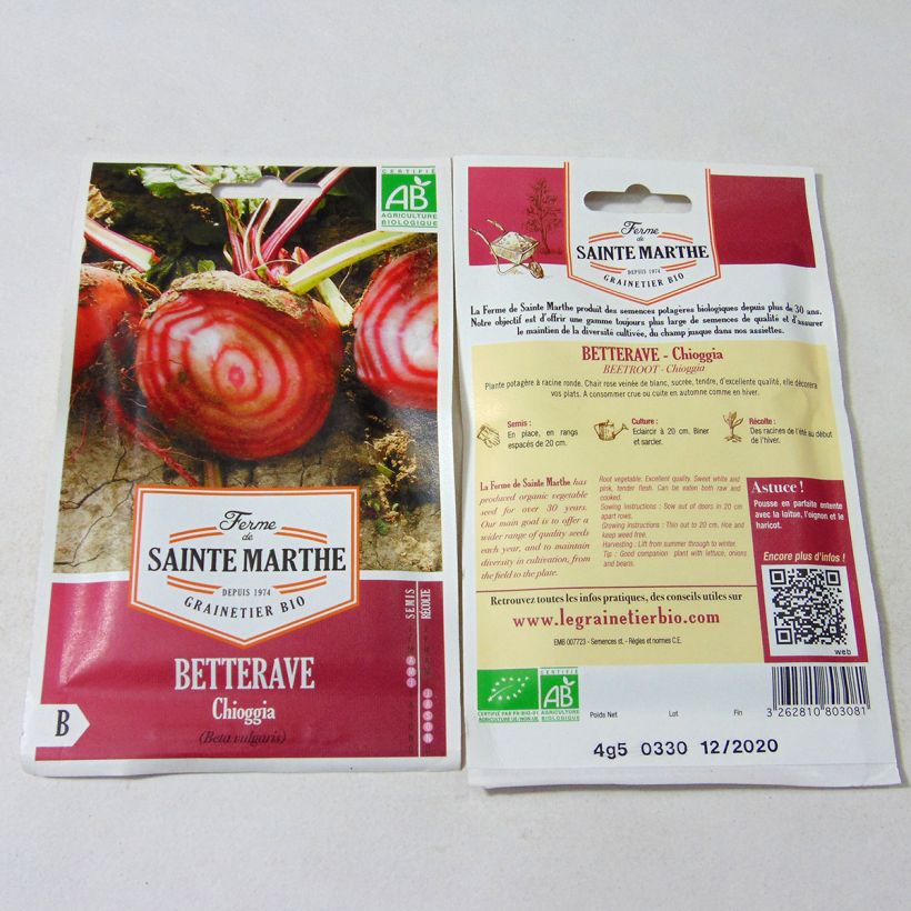Exemple de spécimen de Betterave Chioggia Bio - Ferme de Sainte Marthe Graines tel que livré