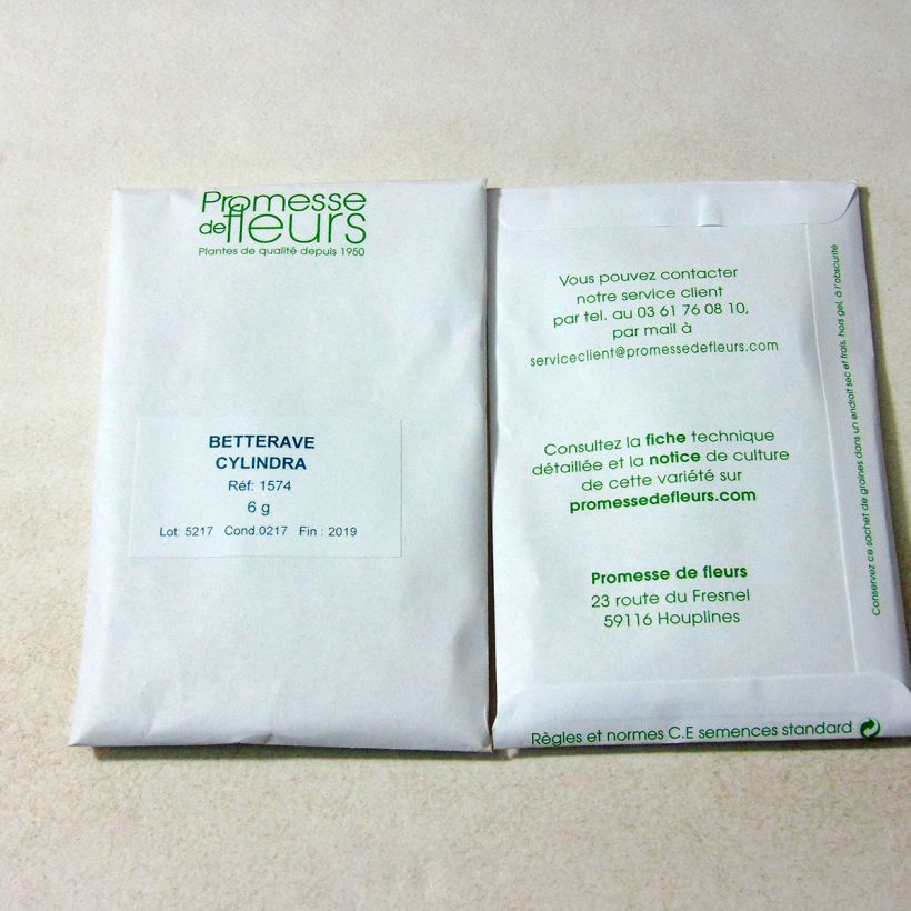 Exemple de spécimen de Betterave Cylindra Graines tel que livré