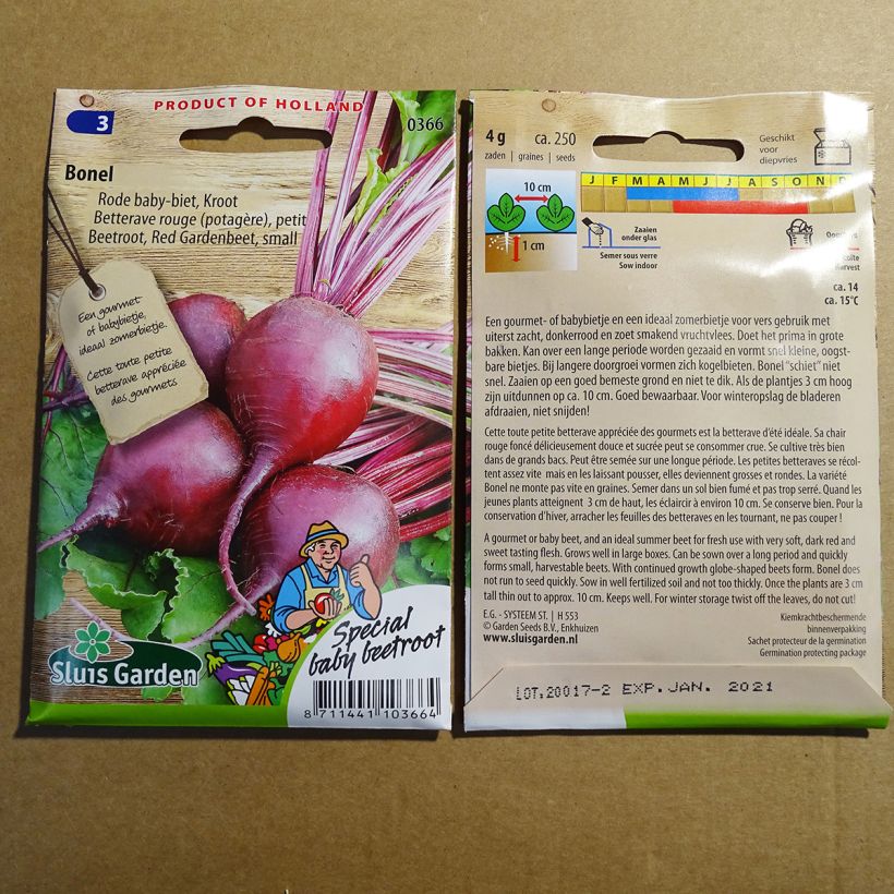 Exemple de spécimen de Betterave rouge Bonel Graines tel que livré