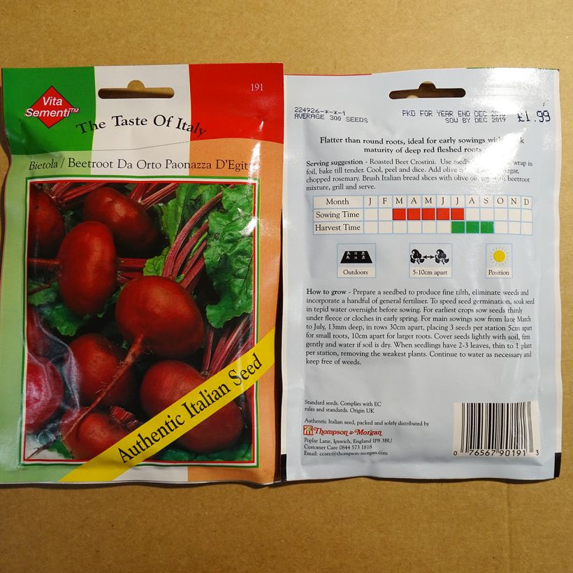 Exemple de spécimen de Betterave rouge Paonazza d'Egitto - Beta vulgaris tel que livré