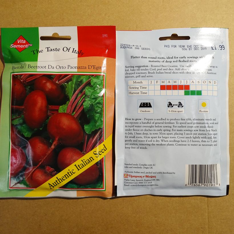 Exemple de spécimen de Betterave rouge Paonazza d'Egitto - Beta vulgaris Graines tel que livré