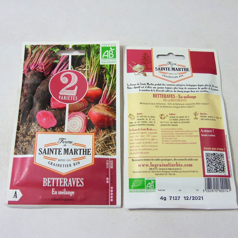 Exemple de spécimen de Betteraves en mélange (Crapaudine et Chioggia) Bio - Ferme de Sainte Marthe Graines tel que livré