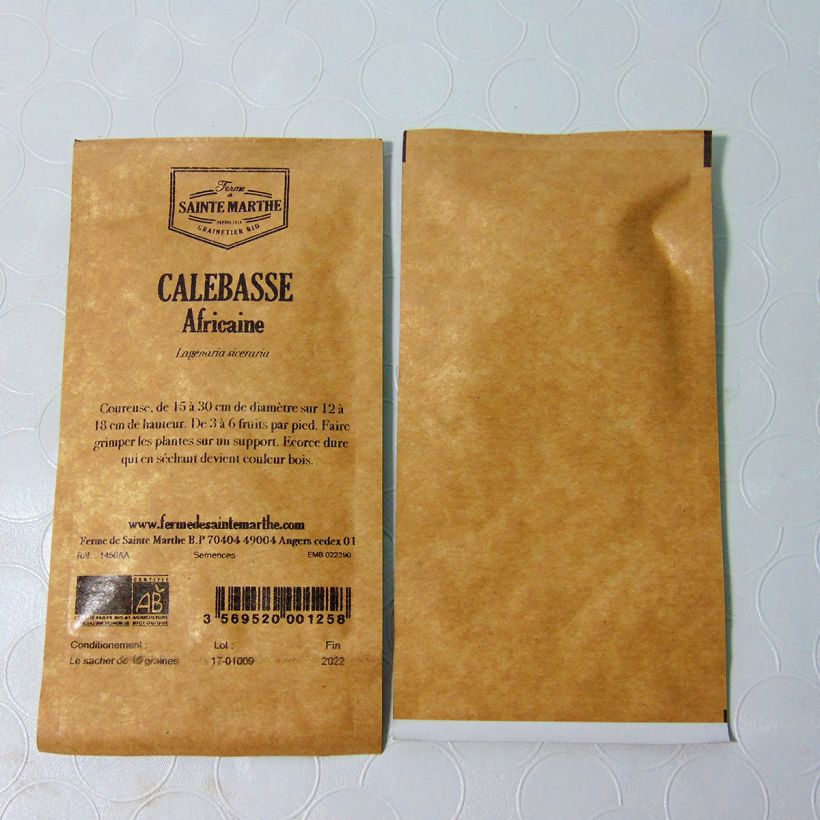 Exemple de spécimen de Calebasse Africaine Bio - Ferme de Sainte Marthe Graines tel que livré