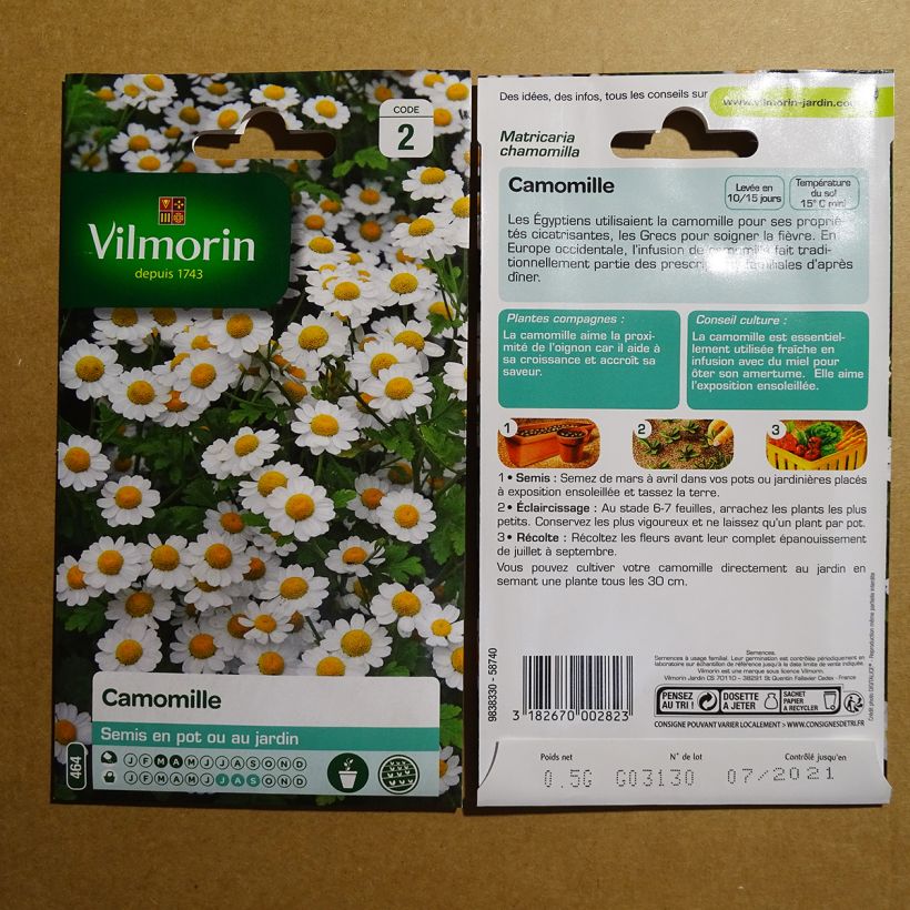 Exemple de spécimen de Camomille allemande - Graines le sachet de 6500 graines (0,5g) tel que livré