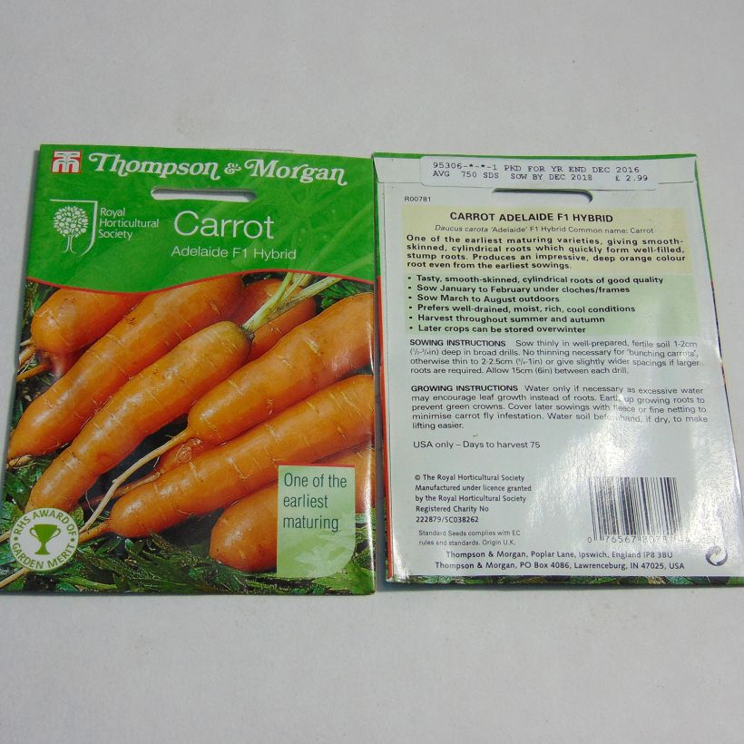 Exemple de spécimen de Carotte Adelaide F1  - Daucus carota  Graines tel que livré