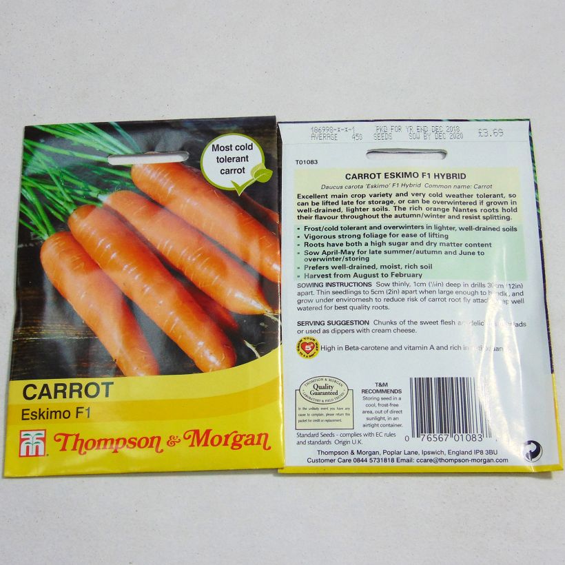 Exemple de spécimen de Carotte Eskimo F1 - Daucus carota  Graines tel que livré