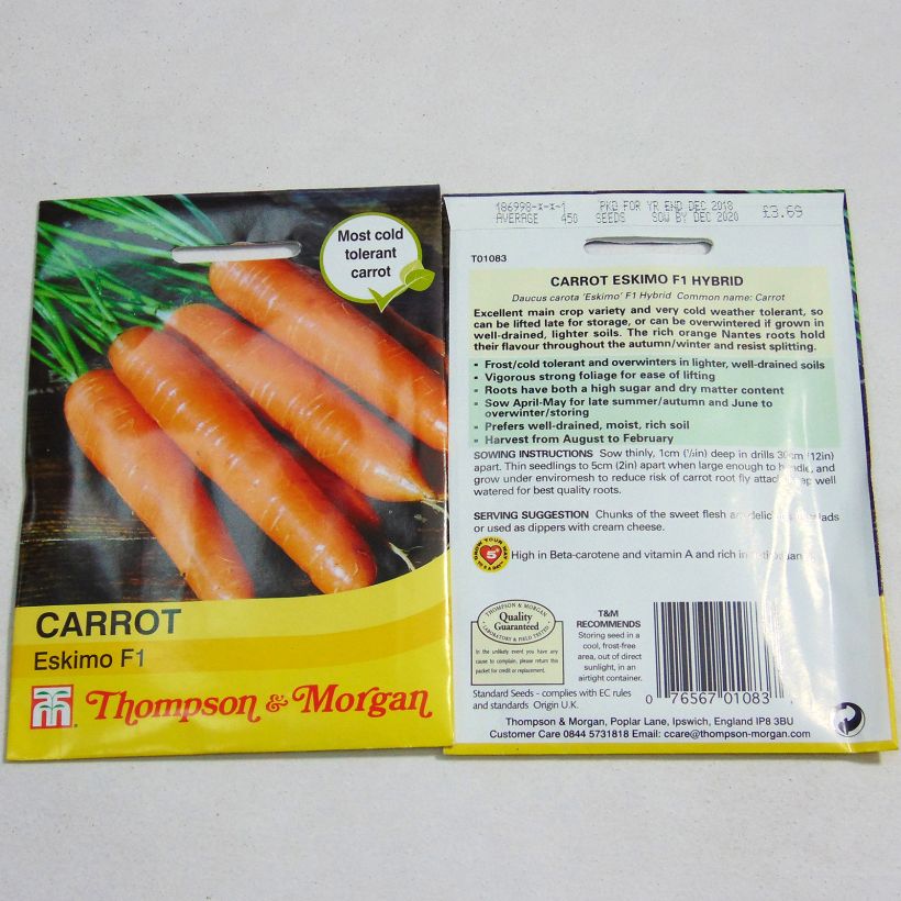 Exemple de spécimen de Carotte Eskimo F1 - Daucus carota  tel que livré